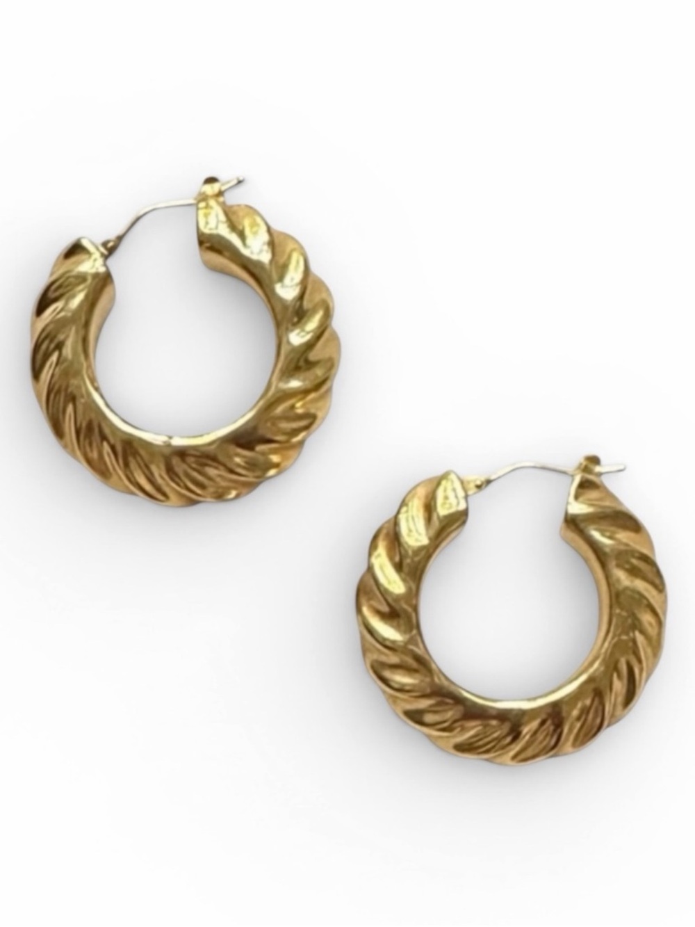 Milor Italy 14K Gold Chunky Twisted Croissant Hoop Earrings Heavy 12 Grams